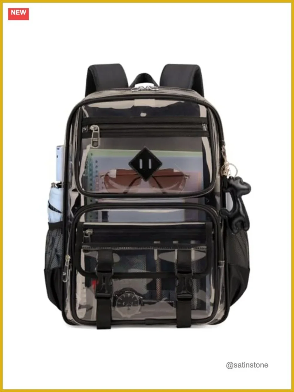Clear Backpack for School Stadium PVC Bookbag Heavy Duty See Through Bag